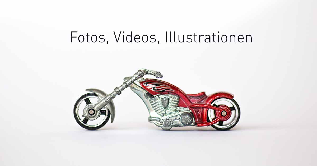 Titelbild für Fotos, Videos, Illustrationen, mit Motorrad