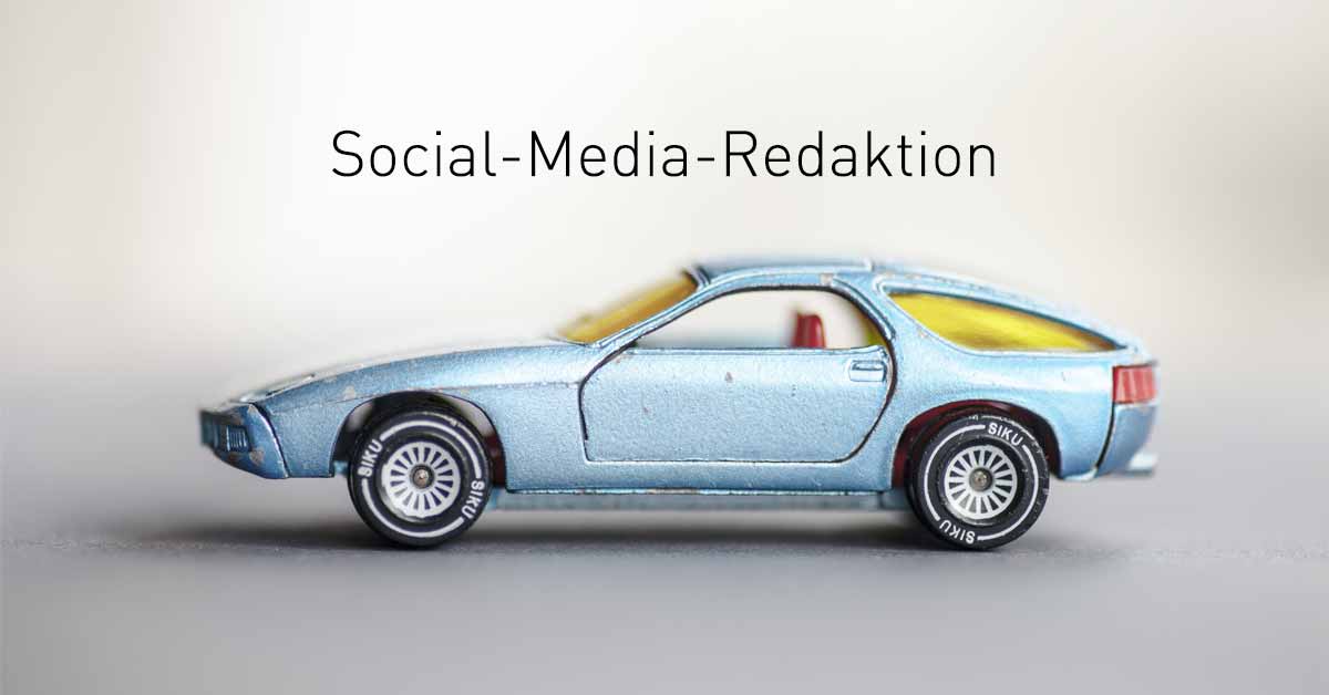 Titelbild für Social-Media-Redaktion, mit hellblauem Matchbox